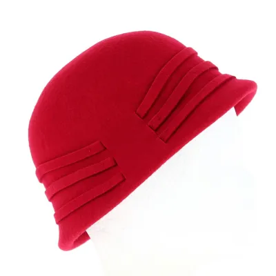 Chapeau cloche Feutre Laine Rouge - Traclet