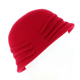 Cloche hat Felt Red Wool - Traclet