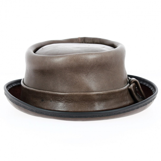 Brown Leather Half Top Hat