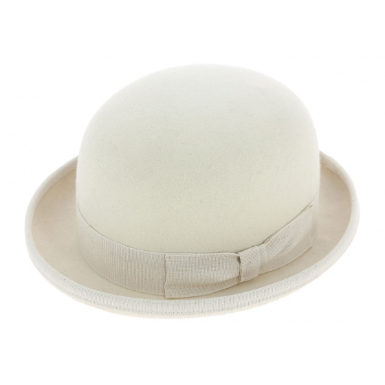 White Wool Felt Bowler Hat - Traclet