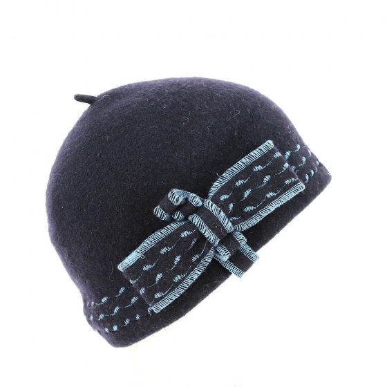 Béret - Bonnet Laine avec nœud marine - Traclet Béret - Bonnet Laine avec nœud marine - Traclet