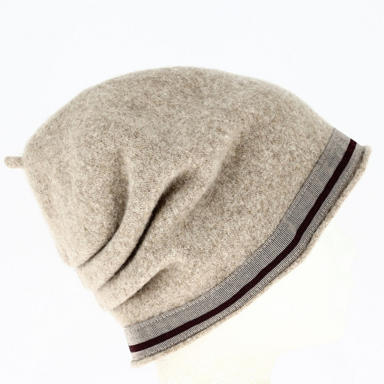 Beret - Beige wool hat with headband - Traclet