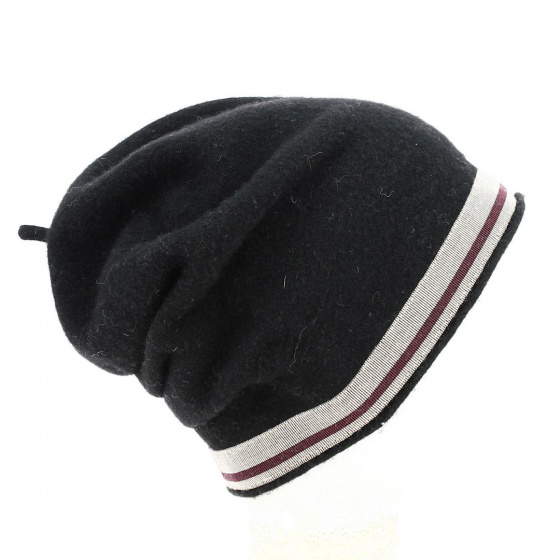 Beret - Black wool hat with headband - Traclet