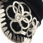 Béret - Bonnet Laine asymétrique noir avec fleurs - Traclet