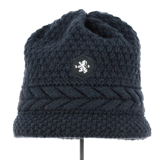 Navy Short Twist Opera Acrylic Beanie - Traclet
