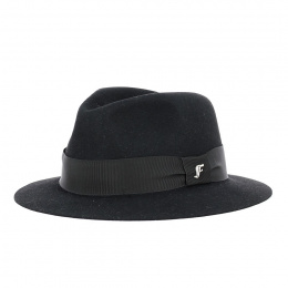 Black Fur Felt Traveller Hat - Fléchet