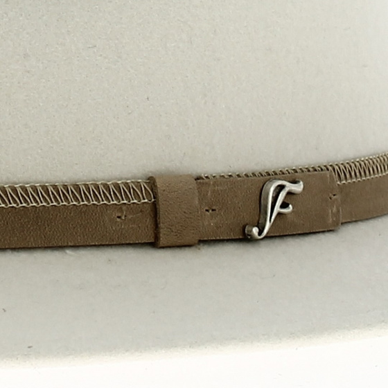 Chapeau Traveller Feutre Laine Blanc détail - Fléchet