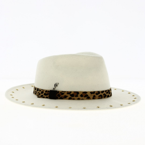 White Leopard Traveller Hat Wool Felt - Fléchet