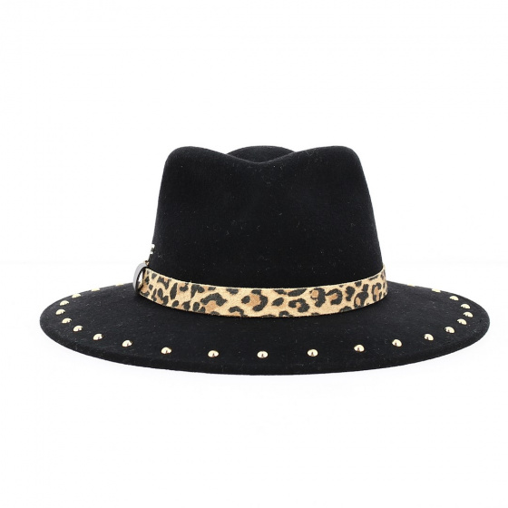 Chapeau Traveller Léopard noir Feutre Laine - Fléchet