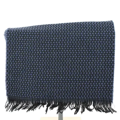 Écharpe Laine Vierge à pois marine