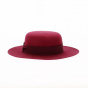 Felt wool red boater in front