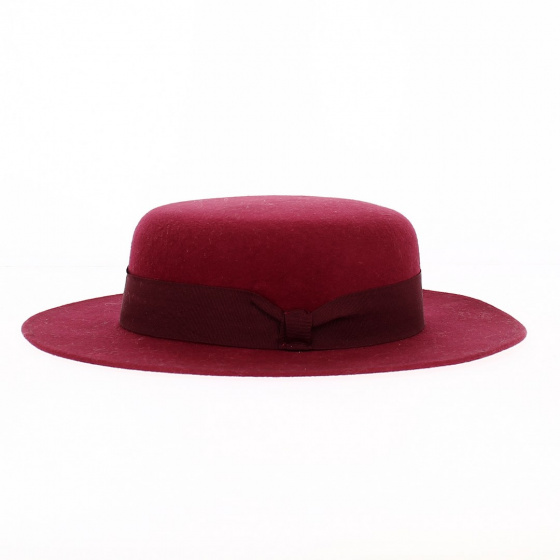 Canotier Feutre laine rouge côté Canotier Feutre laine rouge côté