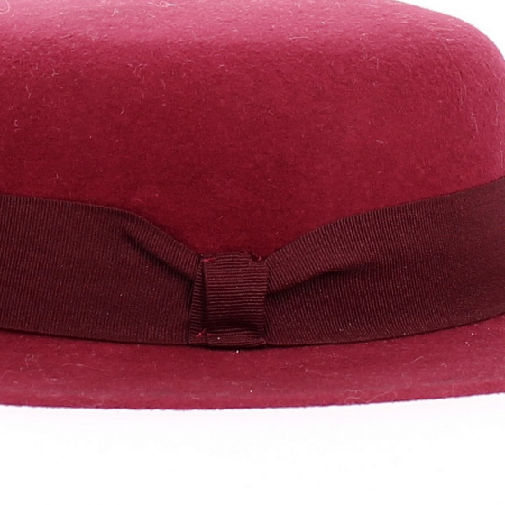 Canotier Feutre laine rouge détail Canotier Feutre laine rouge détail