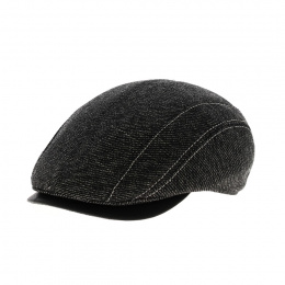 Chester chine Wool Flat Cap Grey Black Traclet