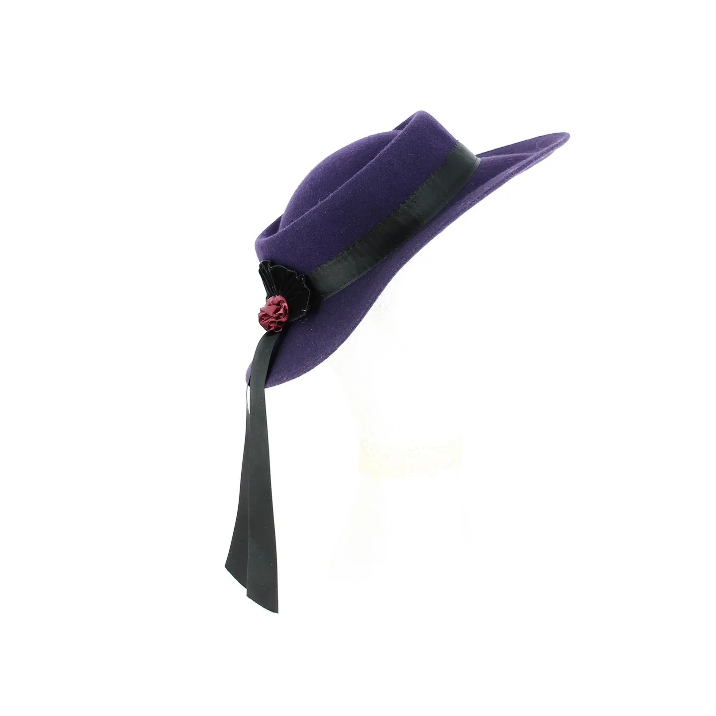 Canotier Feutre laine violet  côté - Traclet