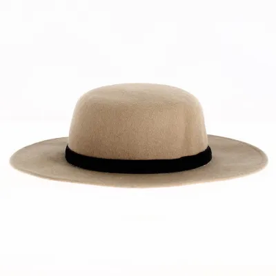 Canotier Feutre laine camel devant - Traclet