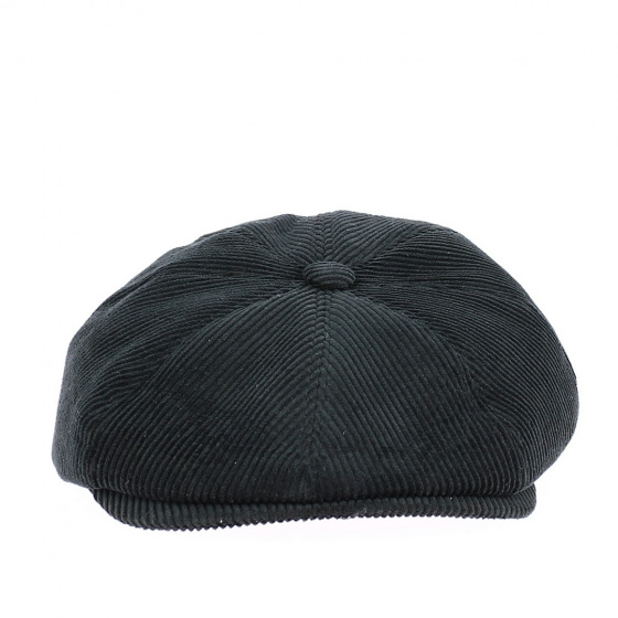 Casquette 8 côtes velours noir avant Casquette 8 côtes velours noir avant