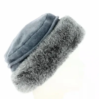 Toque Akilina Fausse Fourrure & Doublure Polaire Bleu Glacier - Traclet