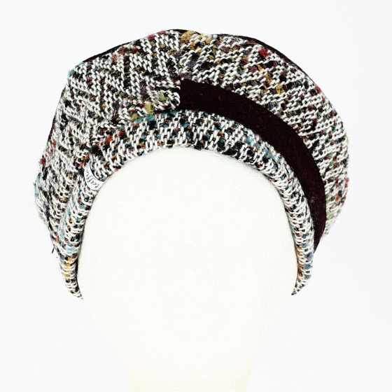 Burgundy and Multicolor Wool Beret - Traclet