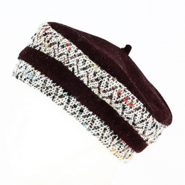 Wool beret Bordeaux and Multicolor - Traclet