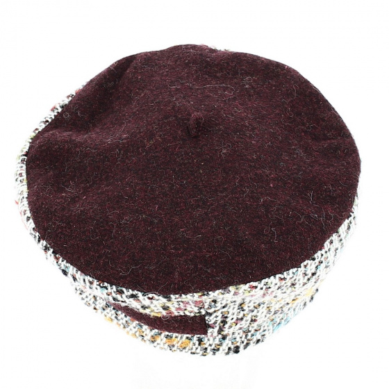 Burgundy and Multicolor Wool Beret - Traclet