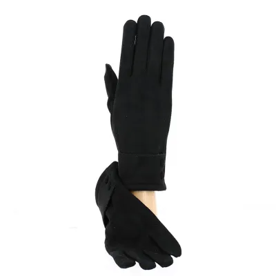 Gants tactiles fantaisie avec boutons noir - Traclet