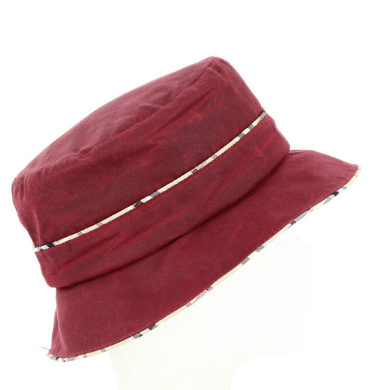 Cloche Hat Madeleine Bordeaux with Tartan Print- Traclet