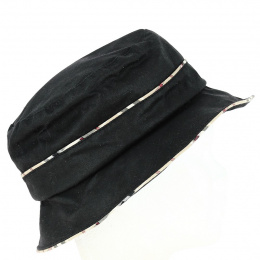 Black Madeleine Cloche Hat with Tartan Print- Traclet