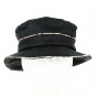 Black Madeleine Cloche Hat with Tartan Print- Traclet