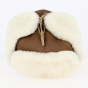 Chapka Stanislas Brown Leather & Beige Wool closed - Traclet