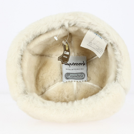 Chapka Stanislas Brown leather & beige wool lining - Traclet