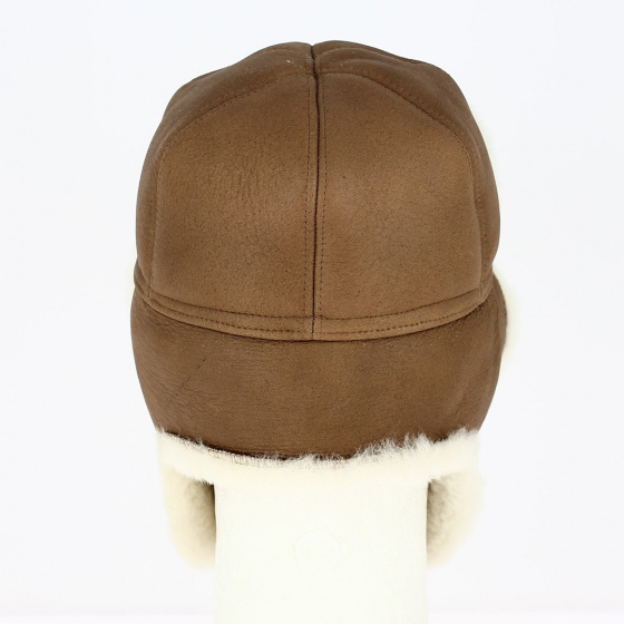 Stanislas Ushanka Brown Leather & Beige Wool - Traclet