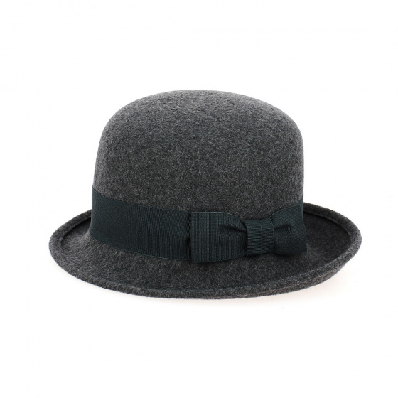 Silvia cloche hat grey wool felt - Traclet