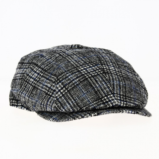 Wool and silk cap with grey check - Borsalino