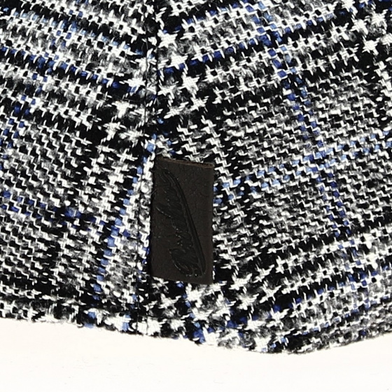 Casquette laine et soie à carreaux grise - Borsalino