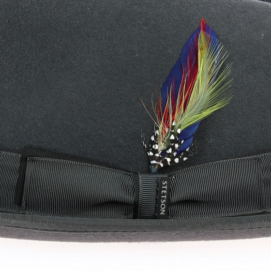Fedora Woolfelt Hat Anthracite detail - Stetson