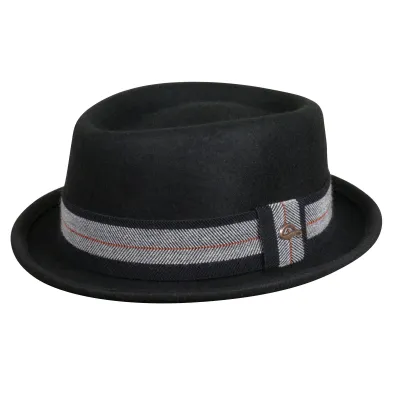 Black Felt Pork Pie Gangi Hat - Göttmann Reference: 16889| Traclet Hat Shop
