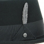 PorkPie Wool Hat Black with metal feather detail - Stetson