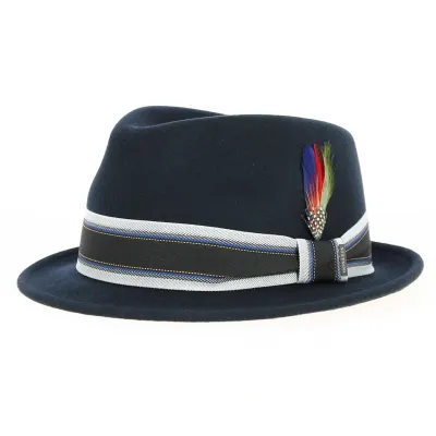 Chapeau Trilby Feutre Laine Bleu Marine - Stetson