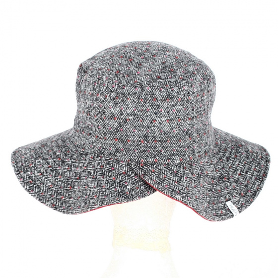 Women's Missty Wide Brim Hat with black and red fleece lining - Traclet