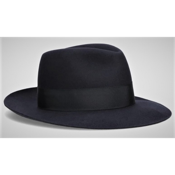 Alessandria Black Fur Felt Fedora Hat - Borsalino