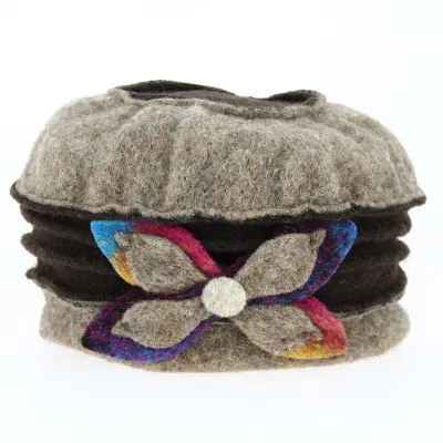 Woman's Toque Butterfly Wool taupe - Traclet