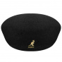 Kangol 504 Wool Flat Cap in Black with Gold Kangaroo Logo