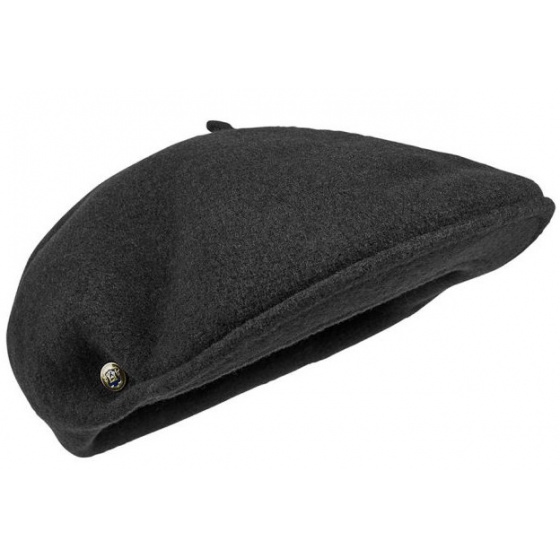 Black Pau Wool Beret Cap - Laulhère