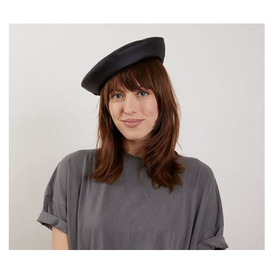 Black Vegan Leather Beret - Laulhère Black Vegan Leather Beret - Laulhère