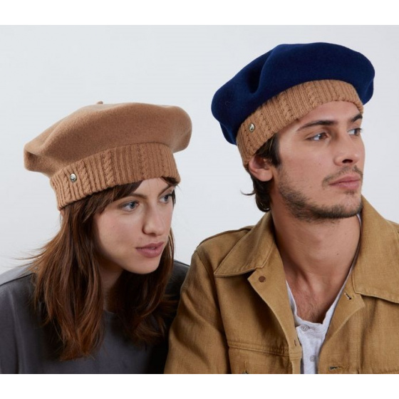 Parisienne Lys Wool Camel Beret - Laulhère