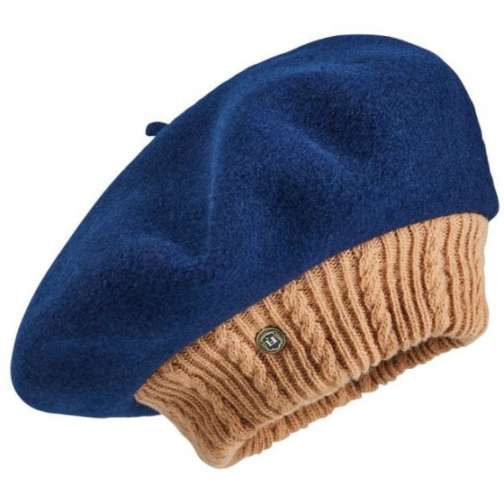 Parisienne Lys Navy Blue Wool Beret - Laulhère