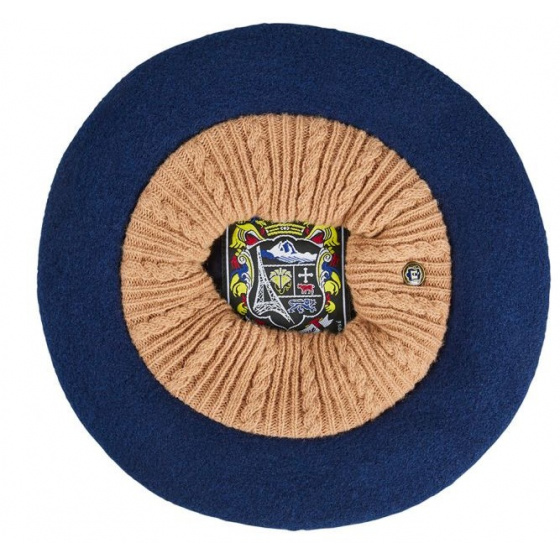 Béret Parisienne Lys Laine Bleu Marine - Laulhère