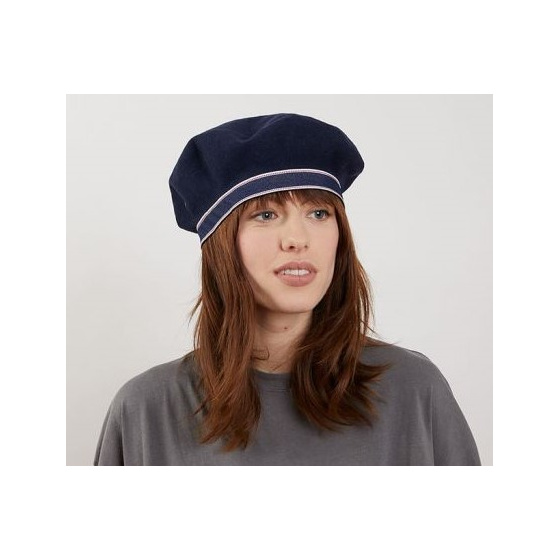 Summer Basque Beret Plaser Navy Blue Cotton - Laulhère