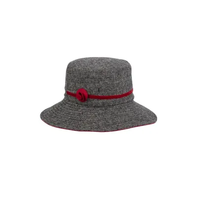 Capeline Femme Missty doublé polaire noir et rouge - Traclet